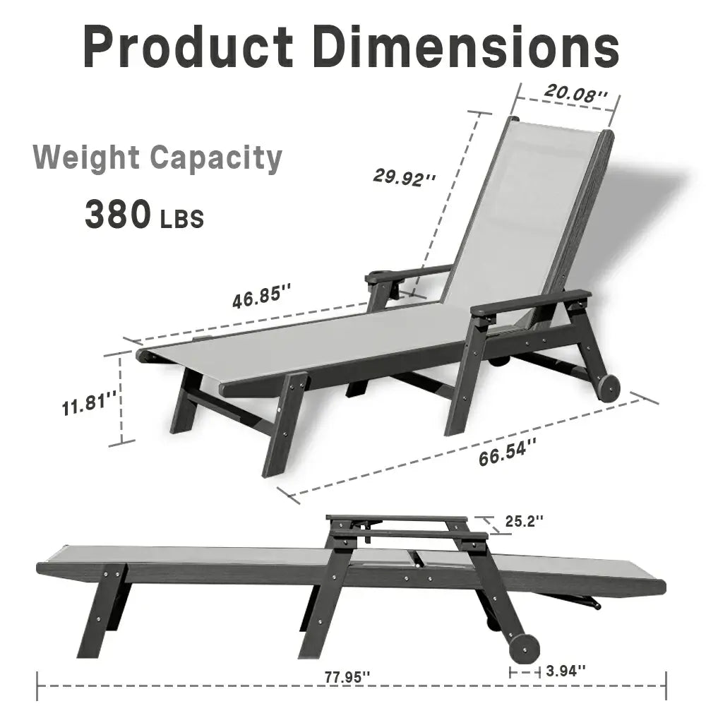 Domi Outdoor Living HDPE Sling Chaise Lounge#color_gray
