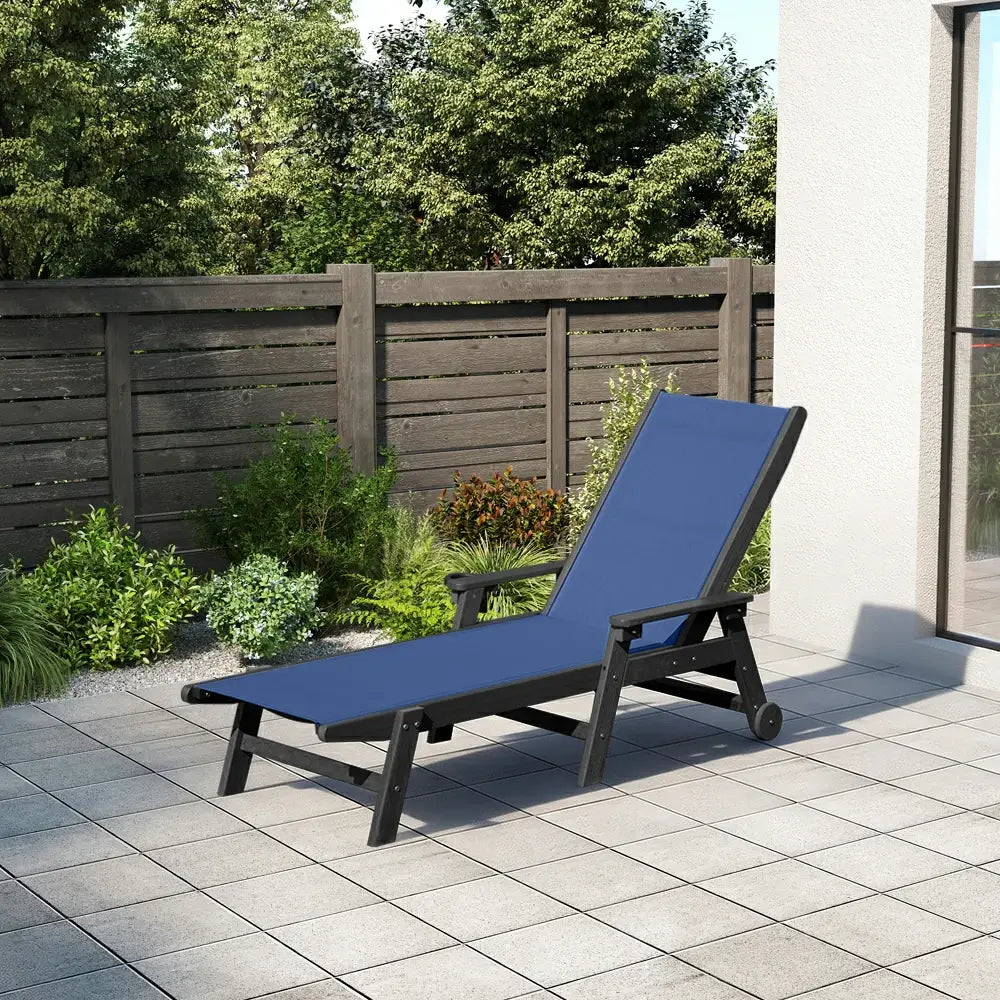 Domi Outdoor Living HDPE Sling Chaise Lounge#color_navy blue