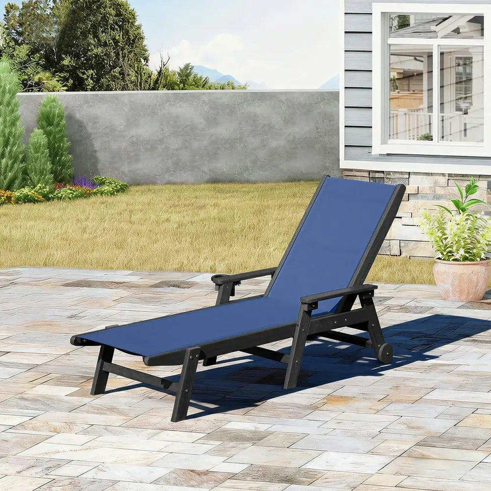 Domi Outdoor Living HDPE Sling Chaise Lounge#color_navy blue