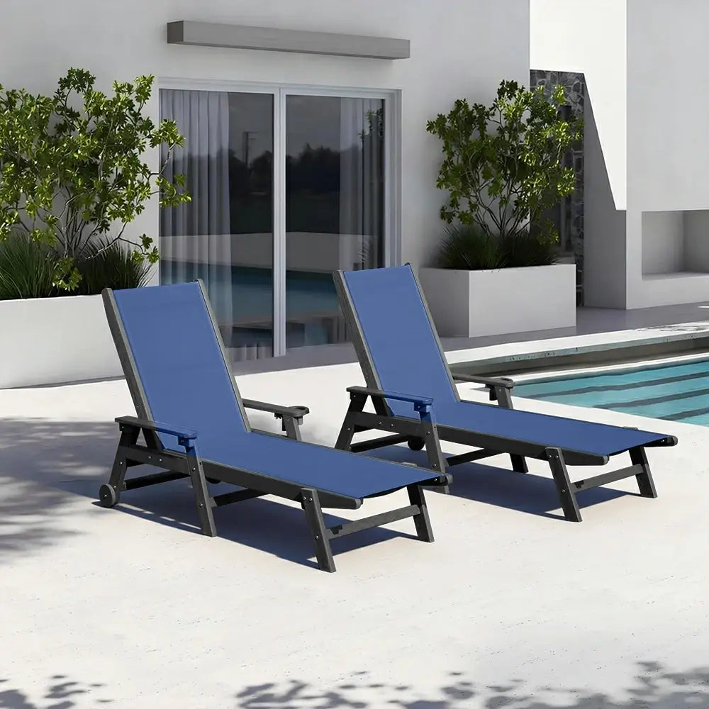 Domi Outdoor Living HDPE Sling Chaise Lounge#color_navy blue