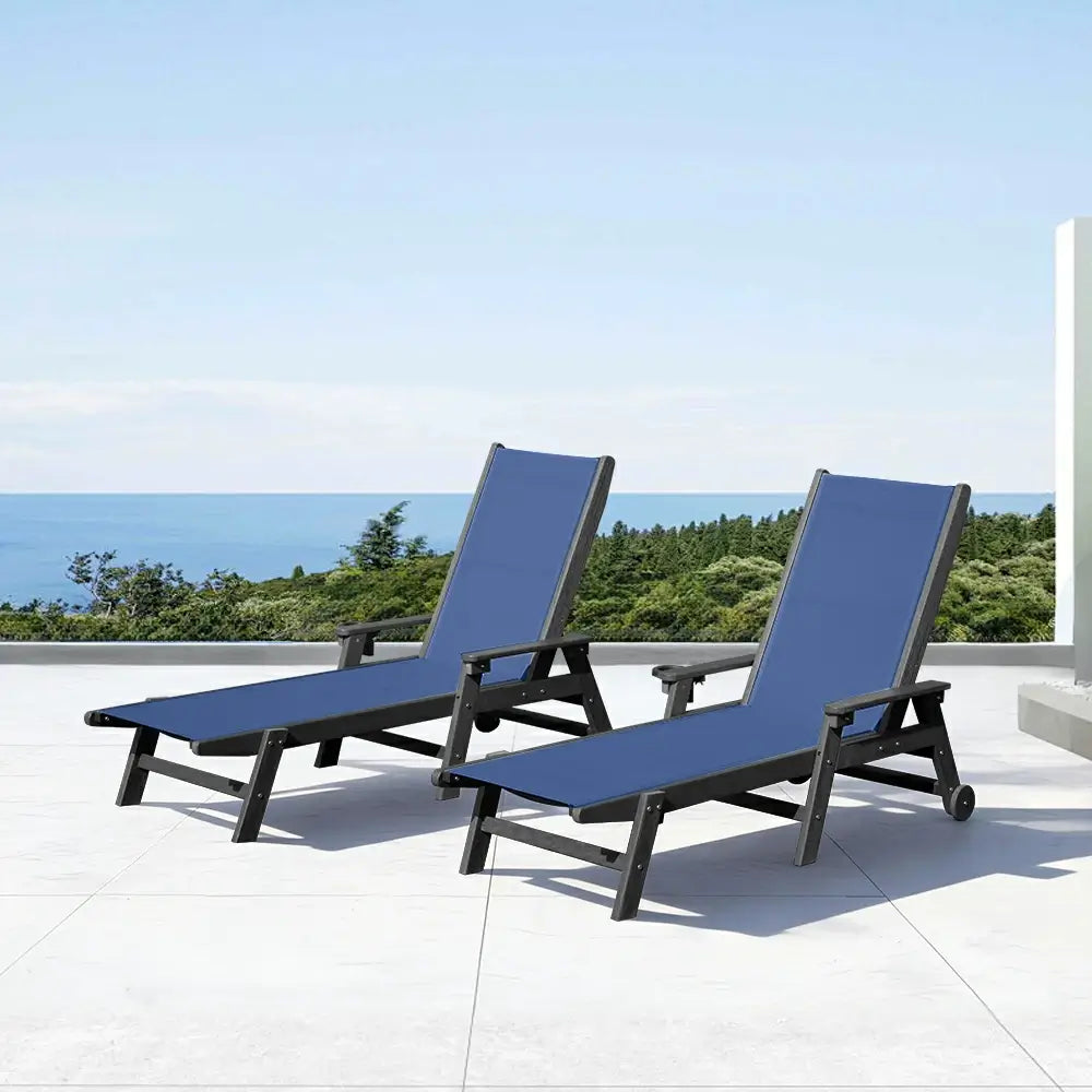 Domi Outdoor Living HDPE Sling Chaise Lounge#color_navy blue