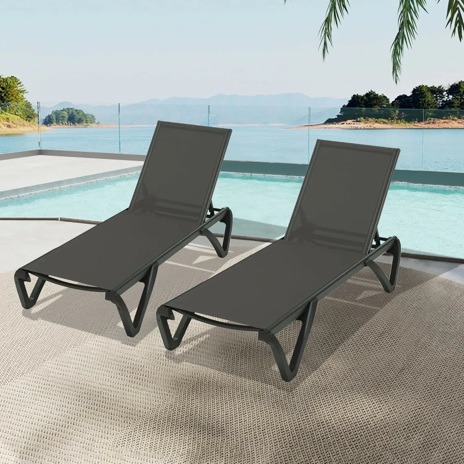 Domi Outdoor Living Pool Lounge Chair#color_Dark Gray