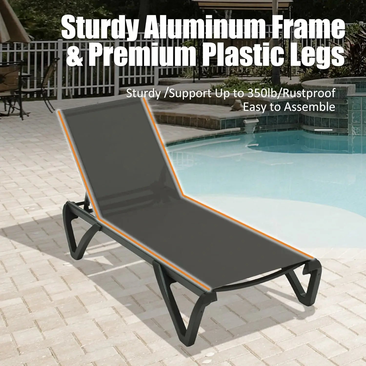 Domi Outdoor Living Pool Lounge Chair#color_Dark Gray