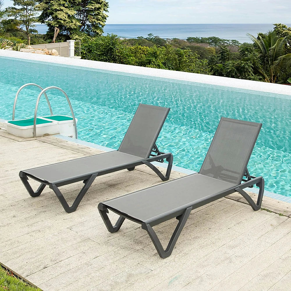 Domi Outdoor Living Pool Lounge Chair#color_Gray