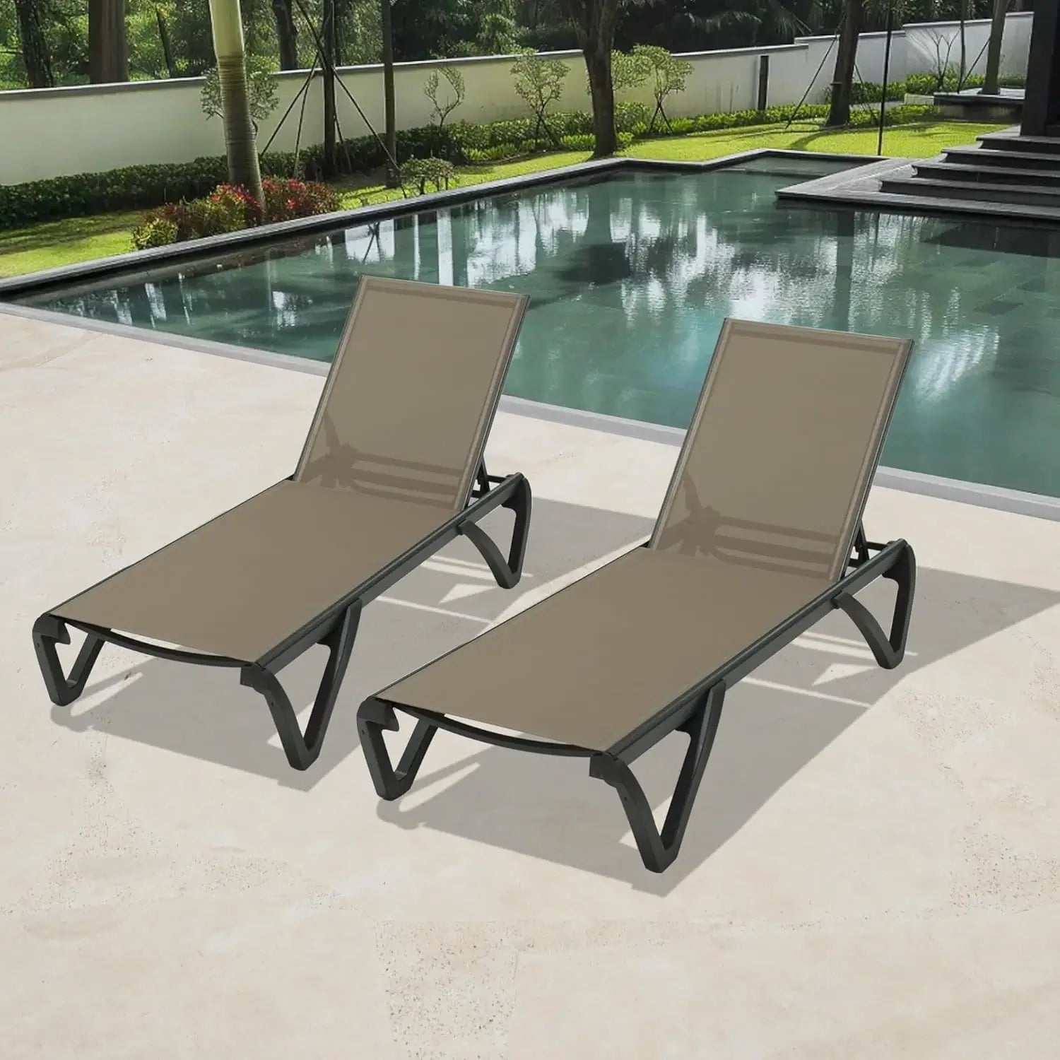 Domi Outdoor Living Pool Lounge Chair#color_Khaki