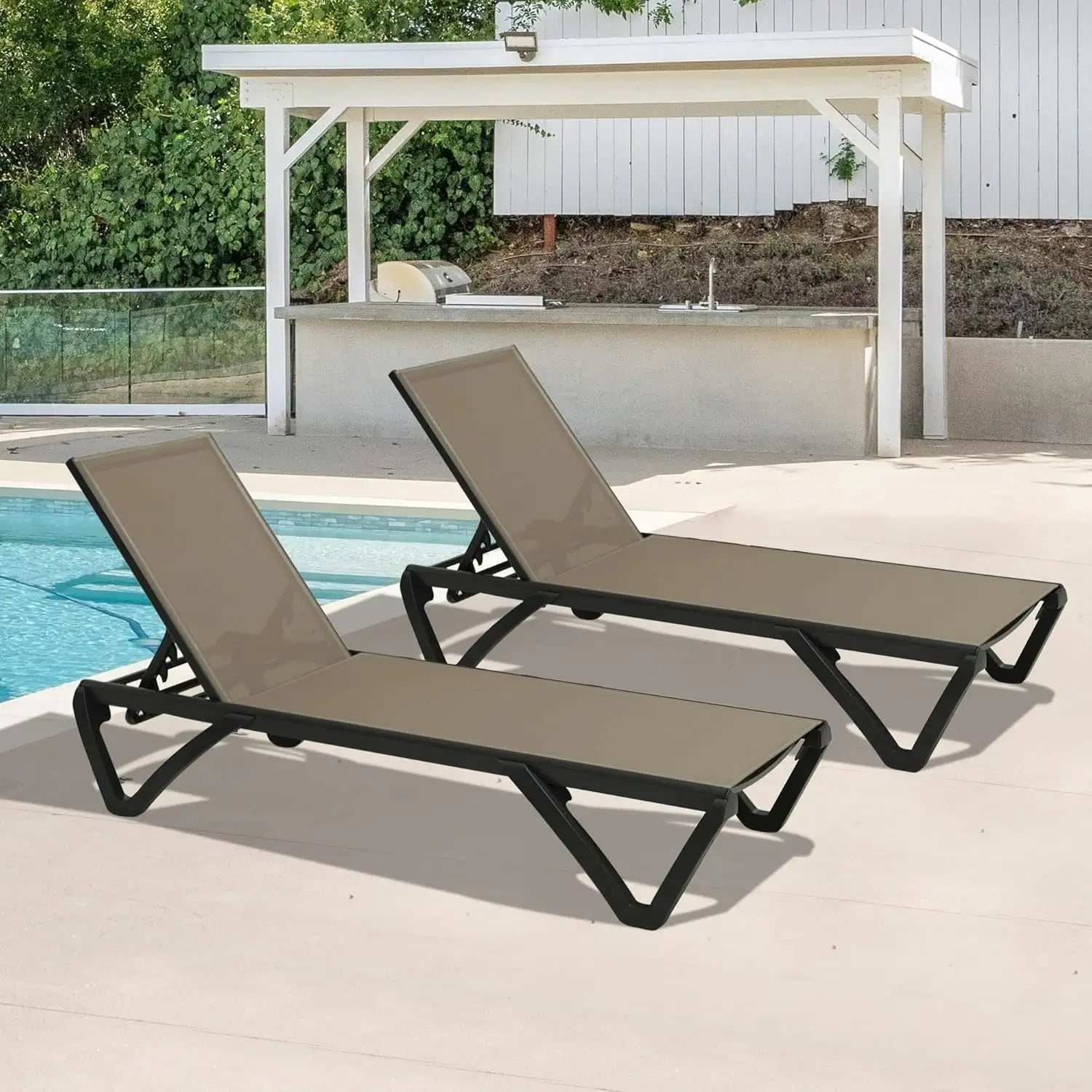 Domi Outdoor Living Pool Lounge Chair#color_Khaki