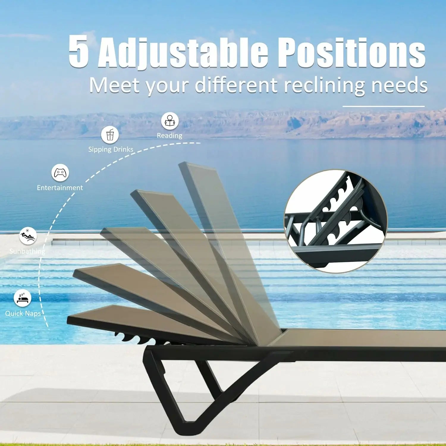 Domi Outdoor Living Pool Lounge Chair#color_Khaki