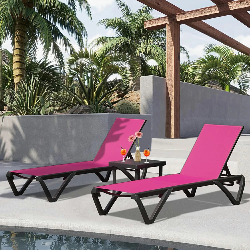 Domi Outdoor Living Pool Lounge Chair#color_Pink