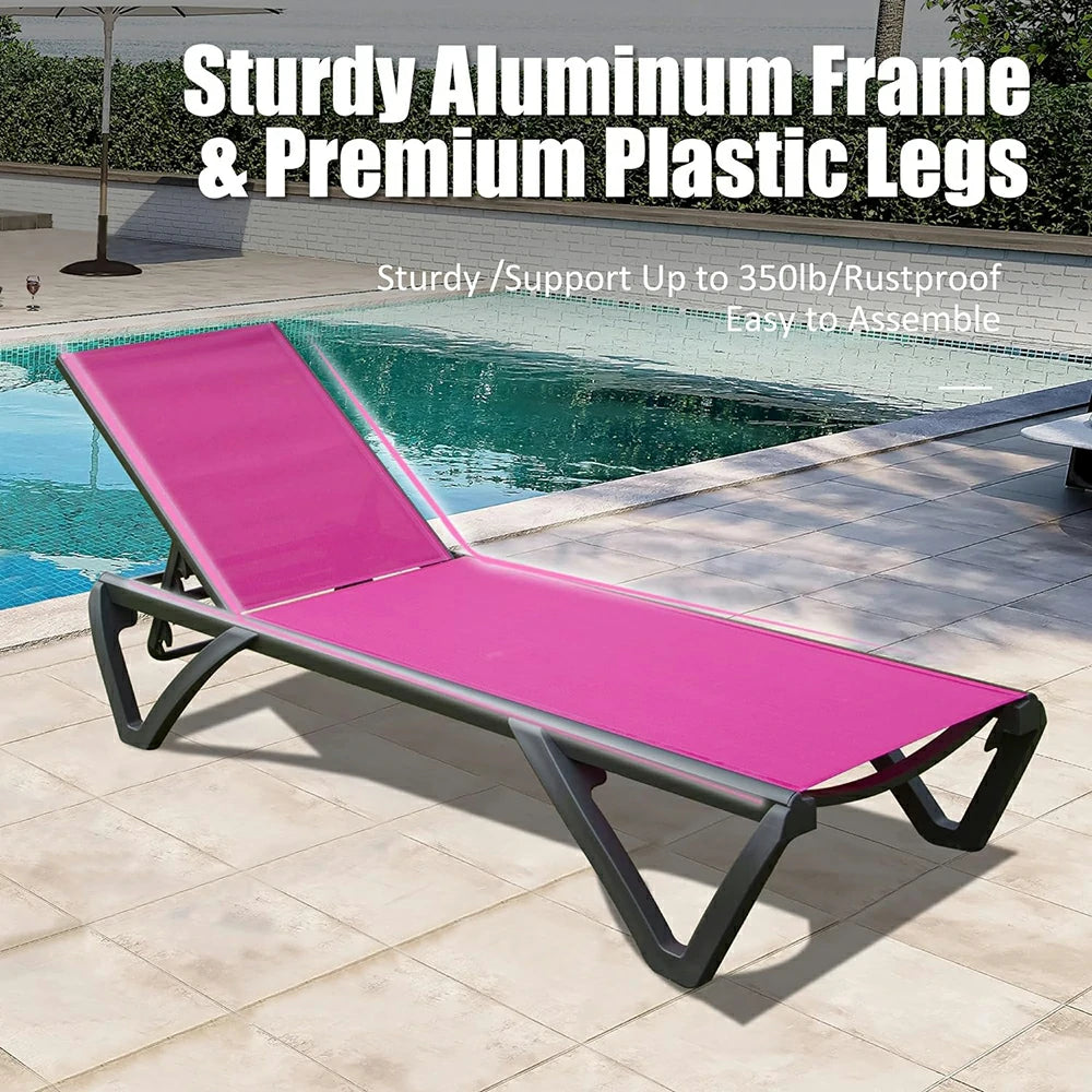 Domi Outdoor Living Pool Lounge Chair#color_Pink