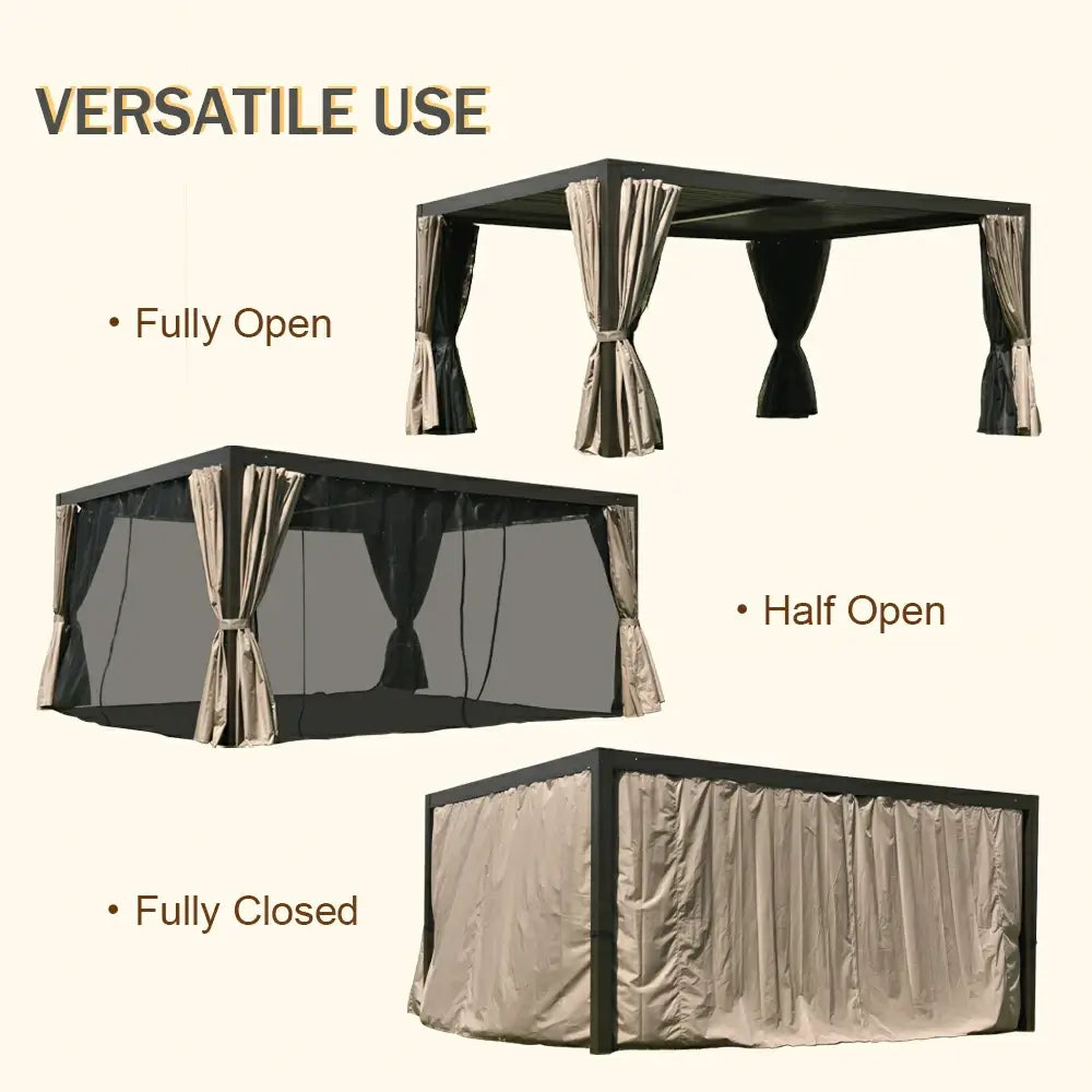 Domi Outdoor Living louvered pergola brown#size_12'x16'