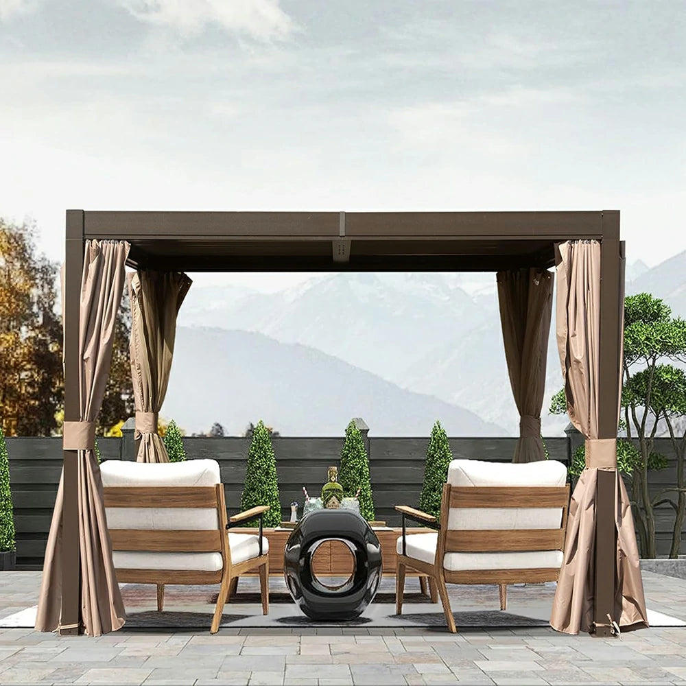 Domi Outdoor Living louvered pergola brown#size_10'x10'