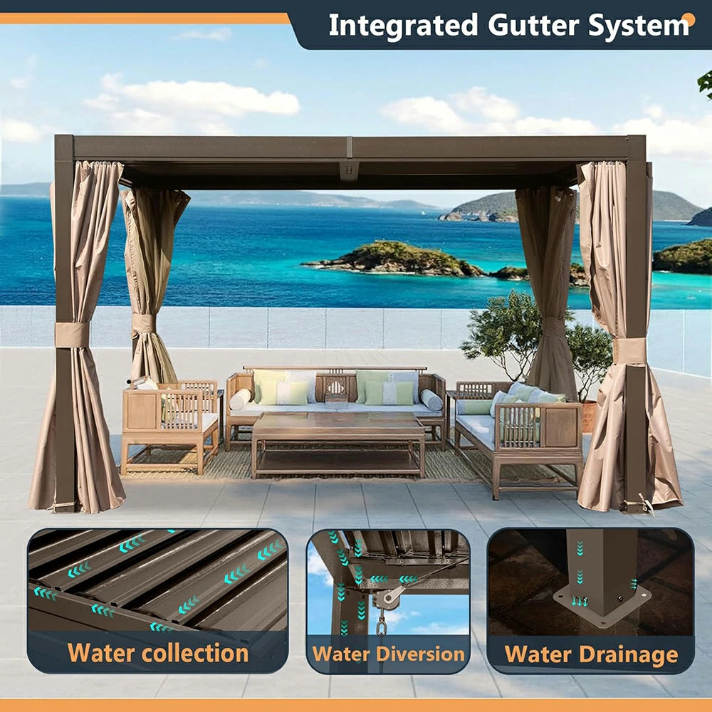 Domi Outdoor Living louvered pergola brown#size_10'x10'