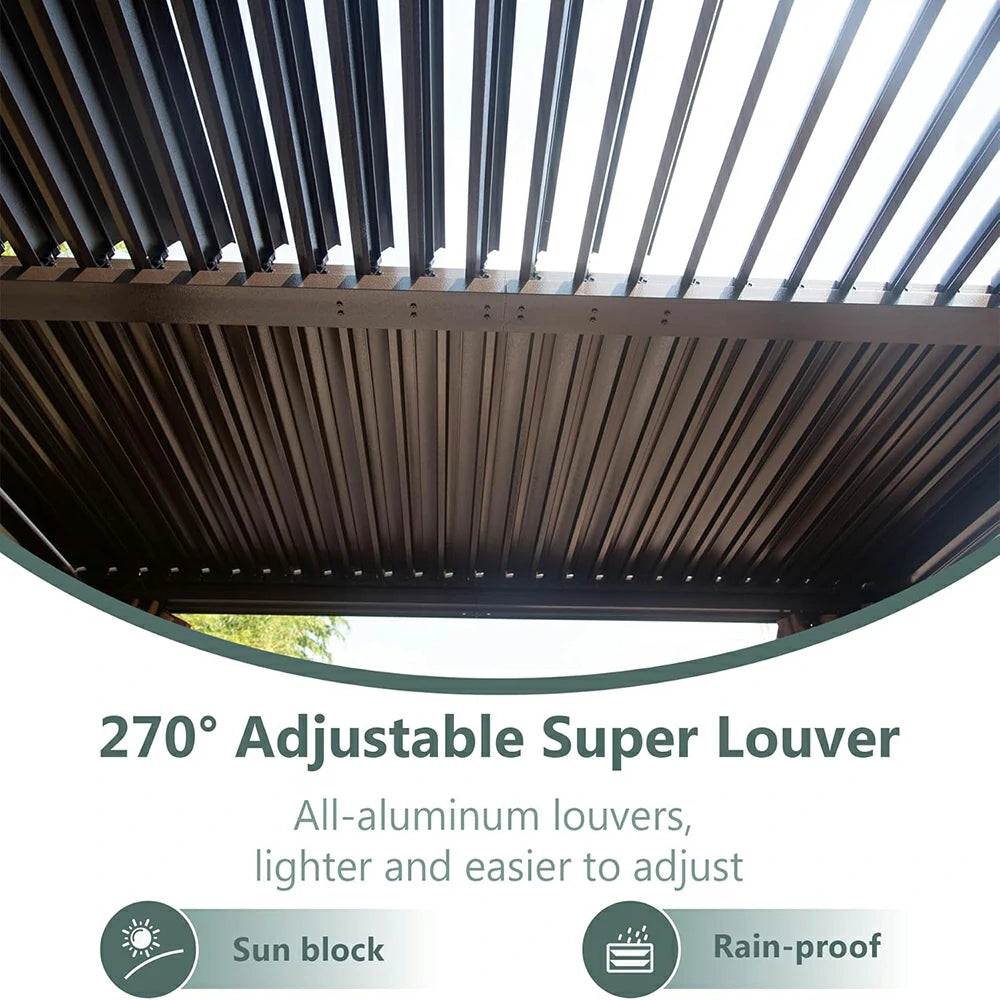 Domi Outdoor Living louvered pergola brown#size_10'x10'