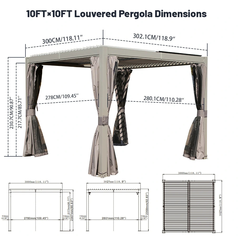 Domi Outdoor Living louvered pergola gray#size_10'x10'