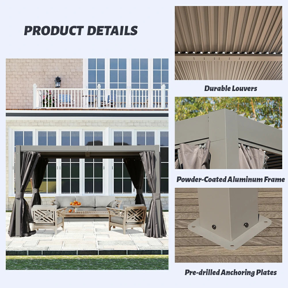 Domi Outdoor Living louvered pergola gray#size_10'x10'
