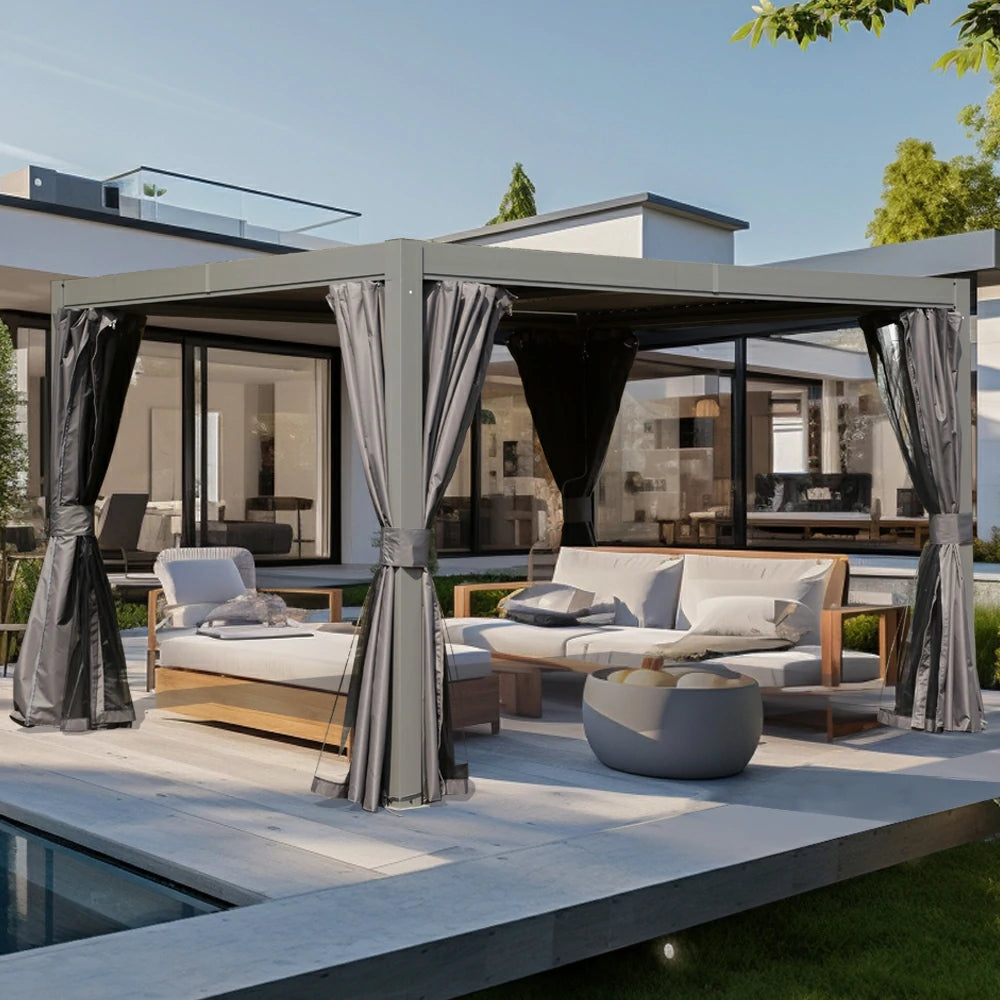 Domi Outdoor Living louvered pergola gray#size_10'x12'