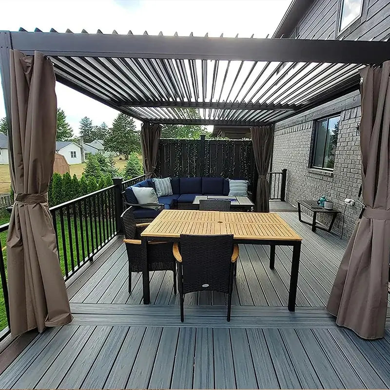 Domi Outdoor Living louvered pergola brown#size_10'x13'