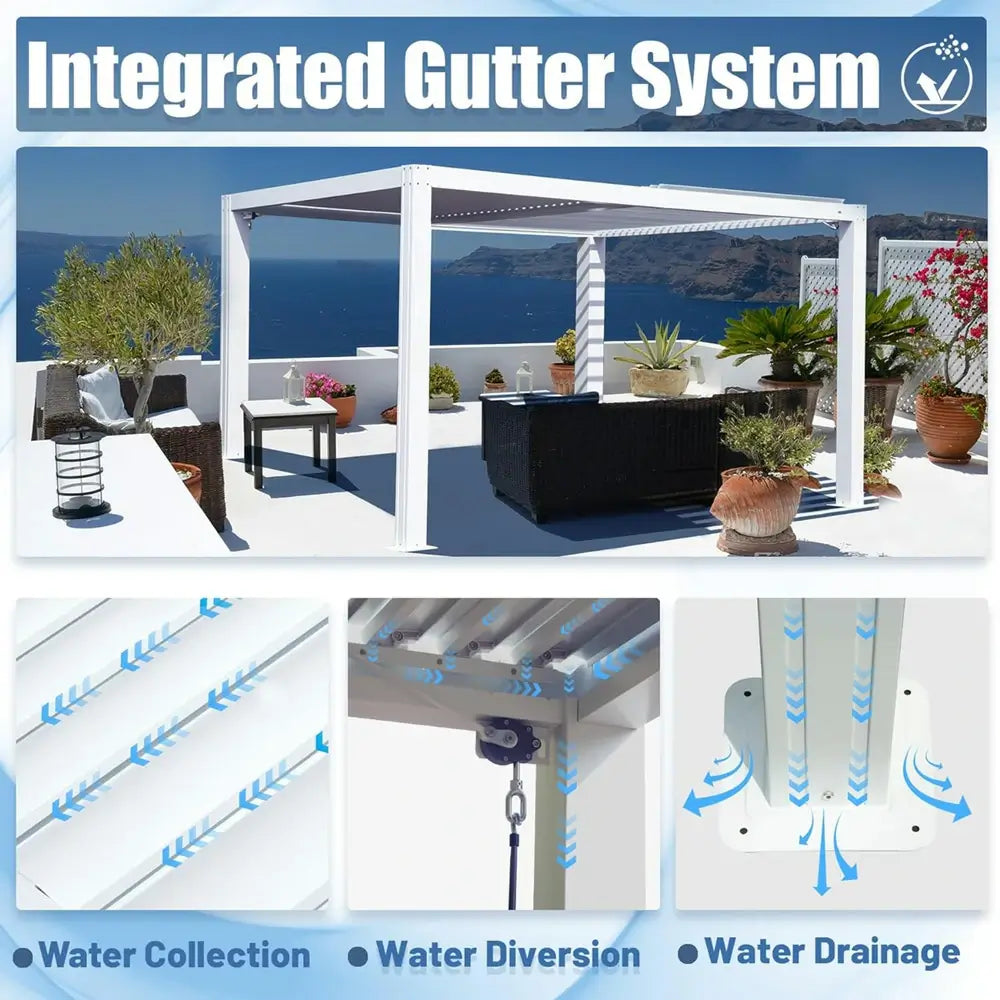 Domi louvered pergola white#size_10' x 13'