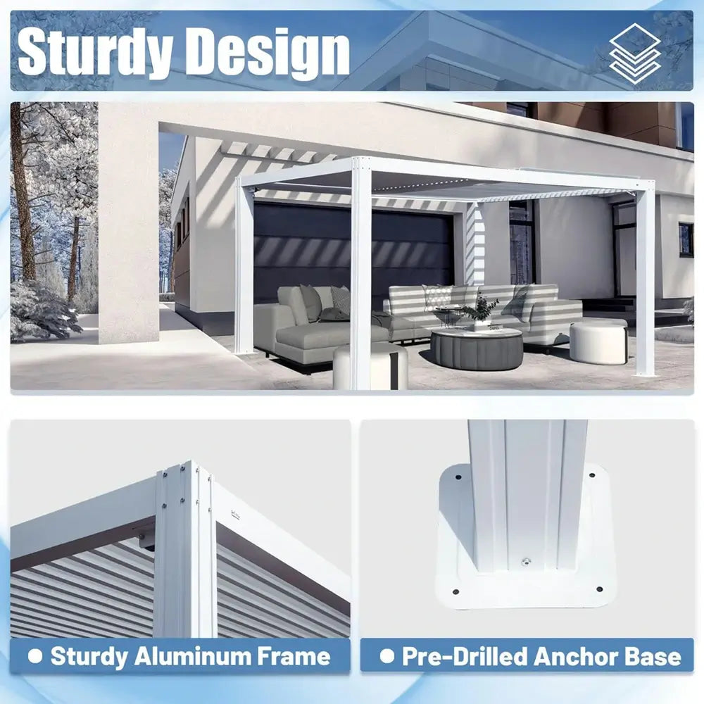 Domi louvered pergola white#size_10' x 13'