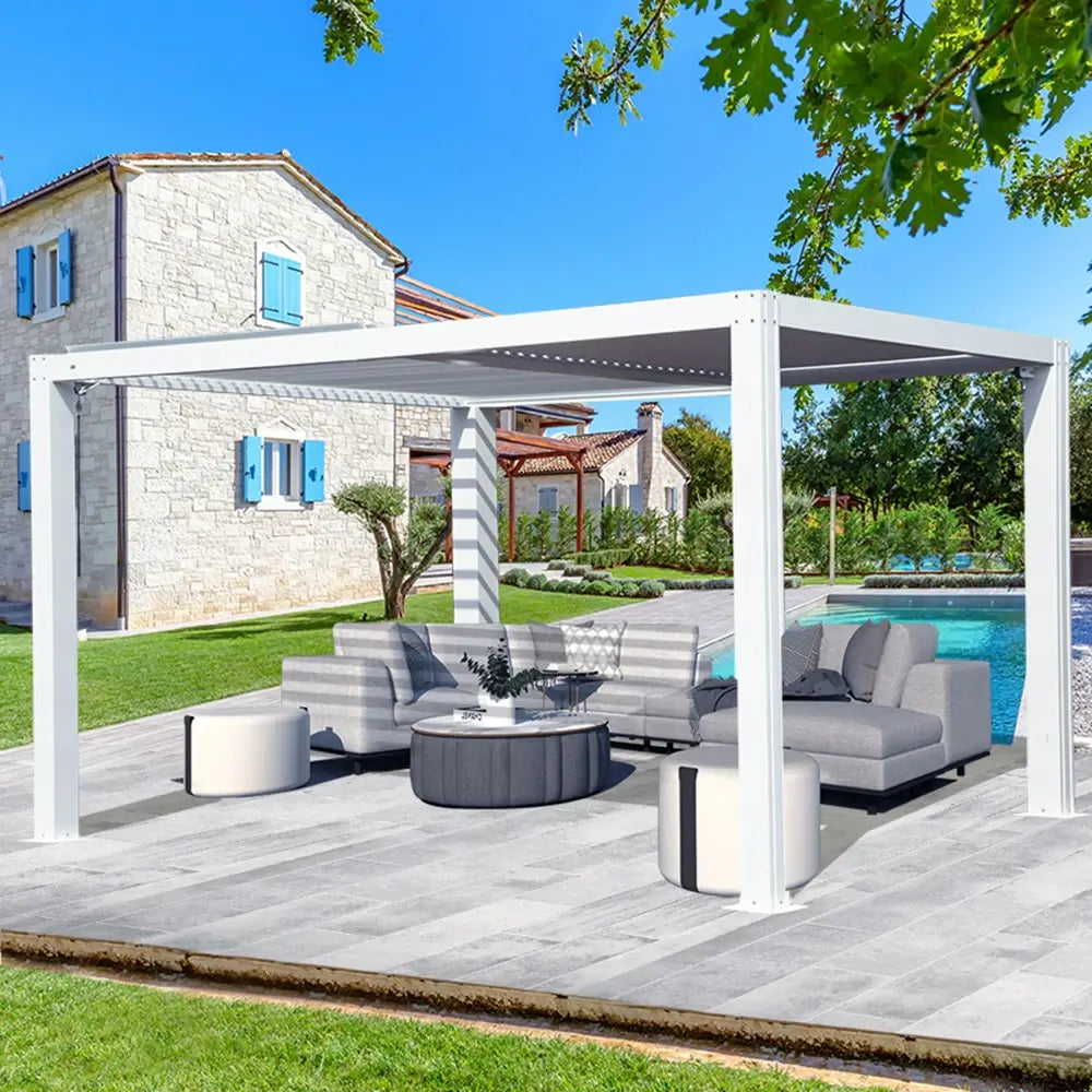 Domi louvered pergola white#size_12' x 16'