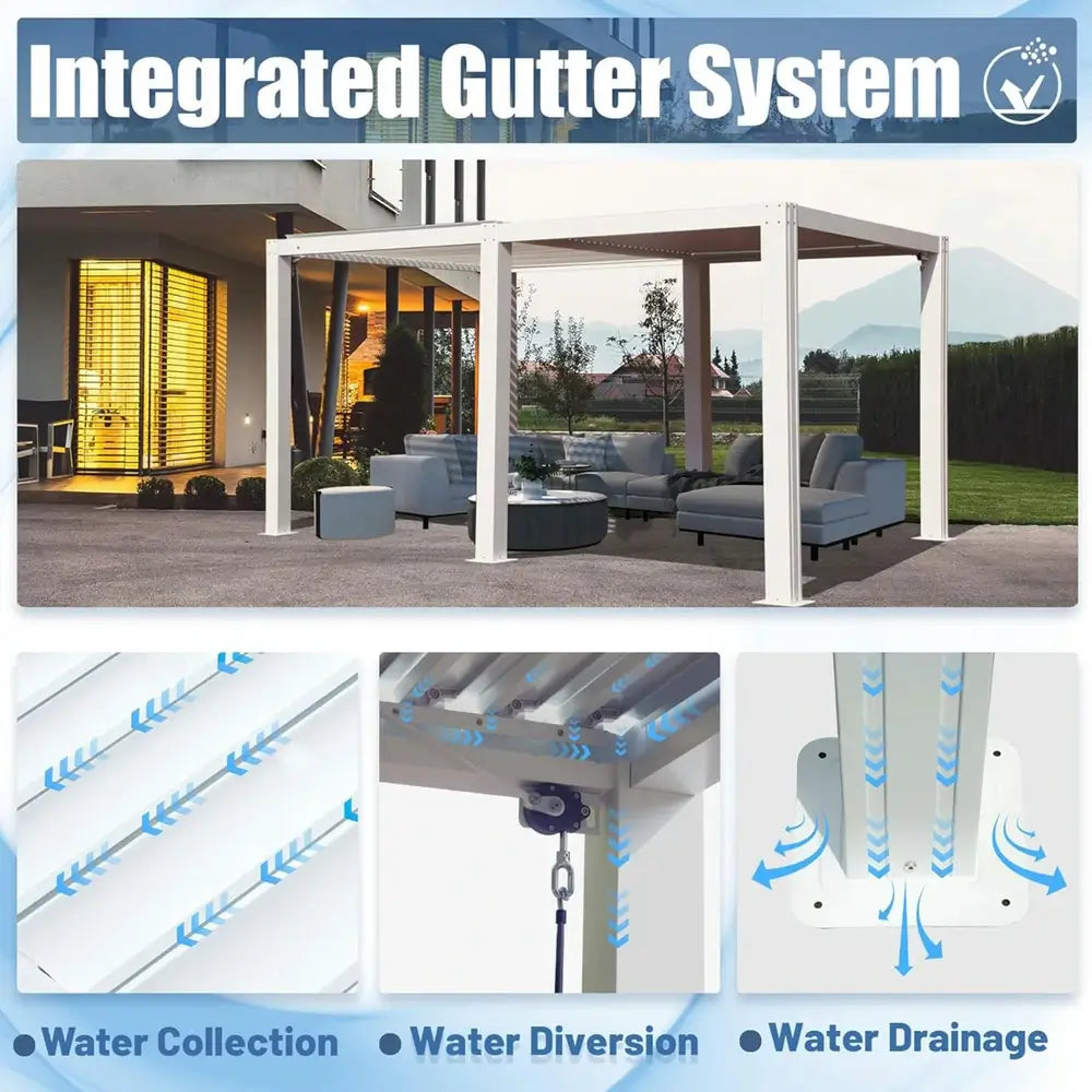 Domi louvered pergola white#size_12' x 20'