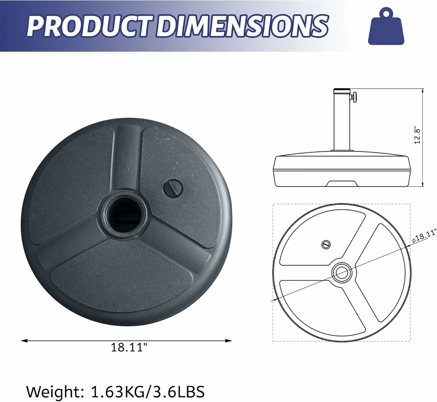 Market Umbrella Base-Round-50 LBS