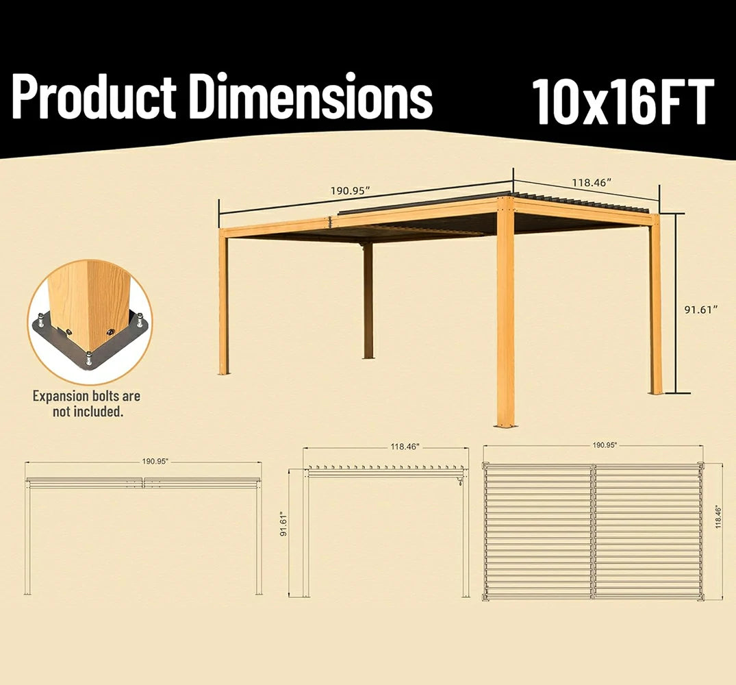 domi louvered pergola#size_10'x16'