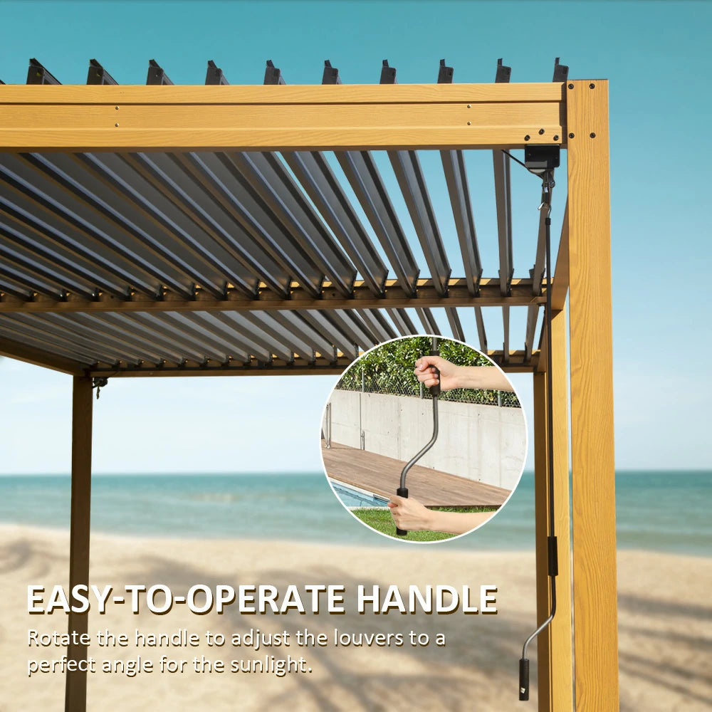 domi louvered pergola metal wood-looking#size_10'x20'