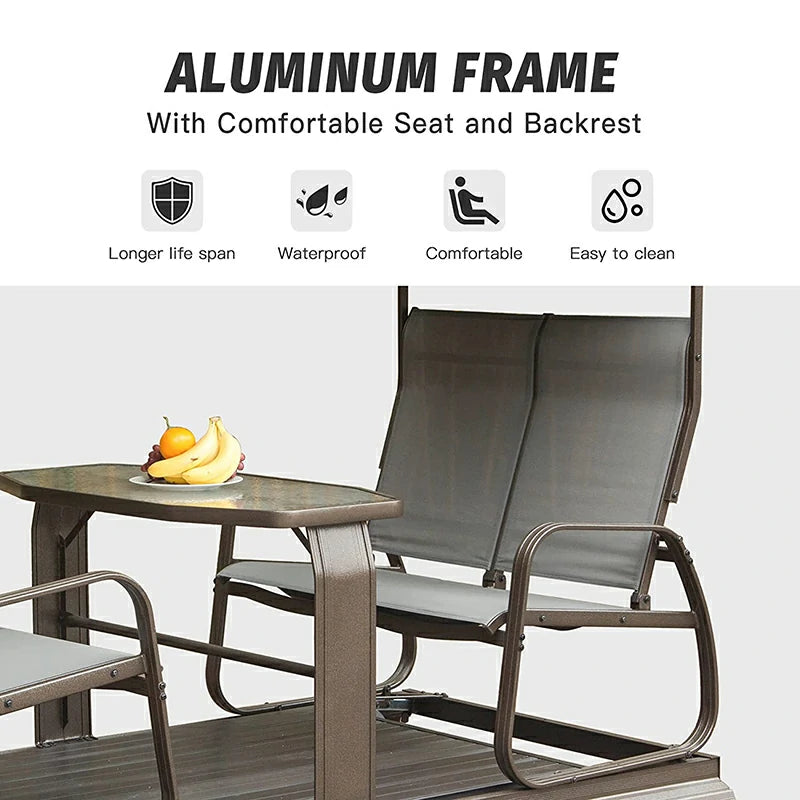 Outdoor glider new arrivals bench with canopy