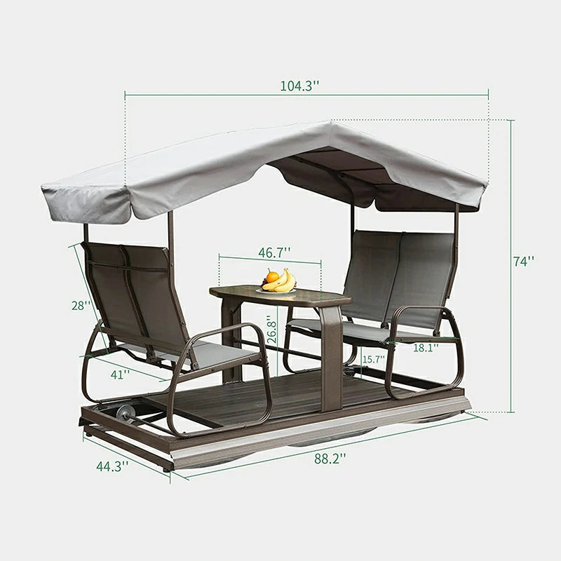 Domi Outdoor Living Patio Glider Benches with Canopy