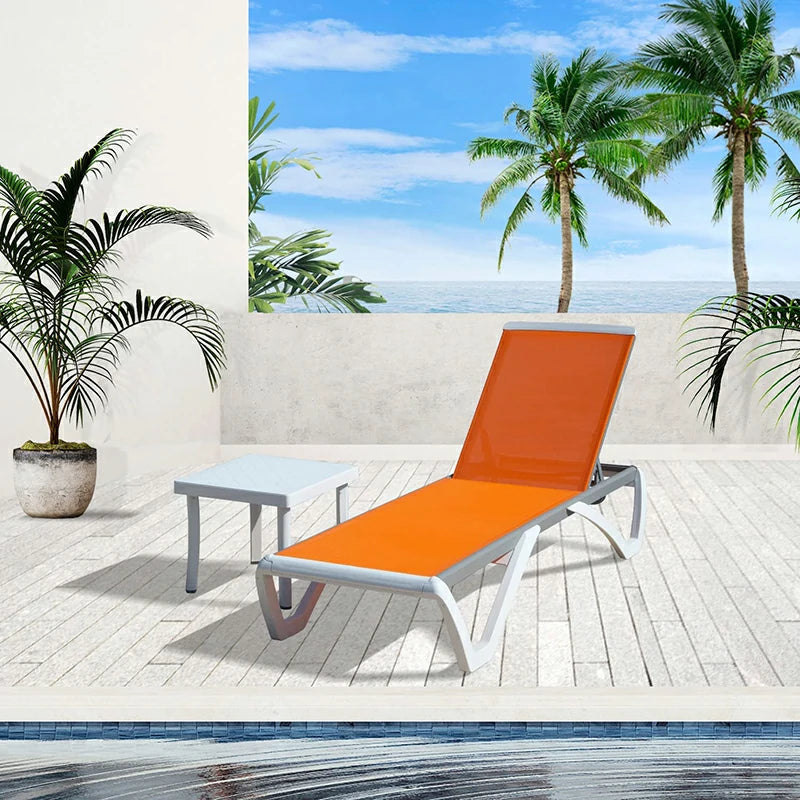 Domi Armless Outdoor Chaise Lounge#color_orange