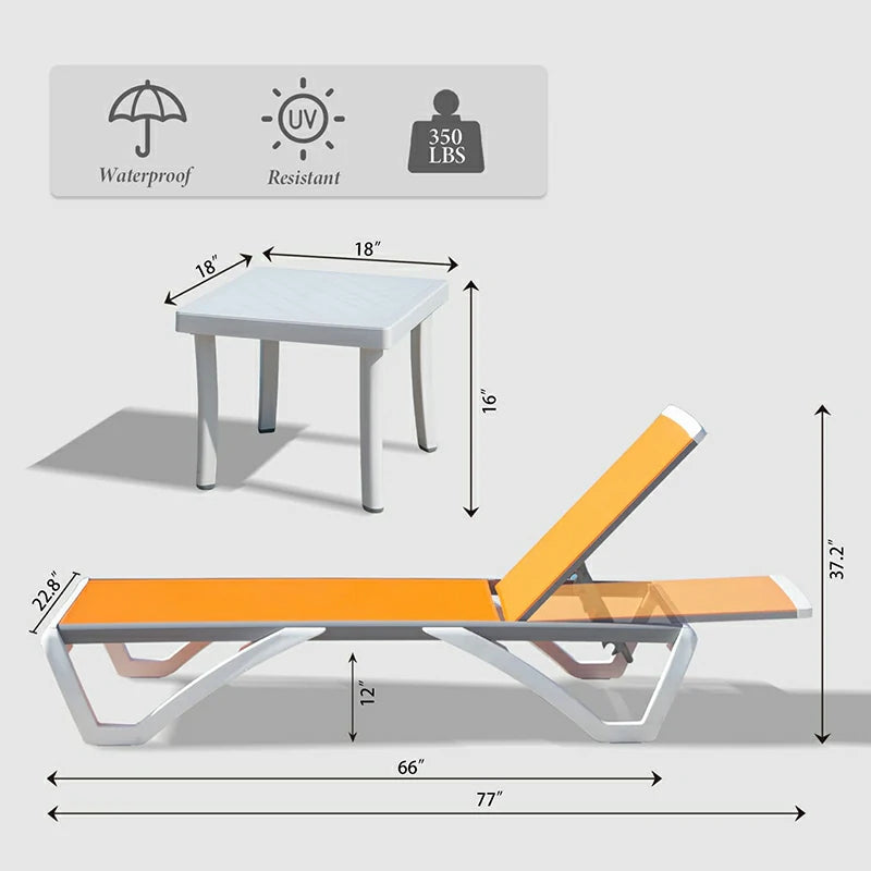 Domi Armless Outdoor Chaise Lounge#color_orange