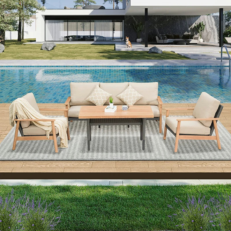 Domi Outdoor Living patio sofa set#color_khaki
