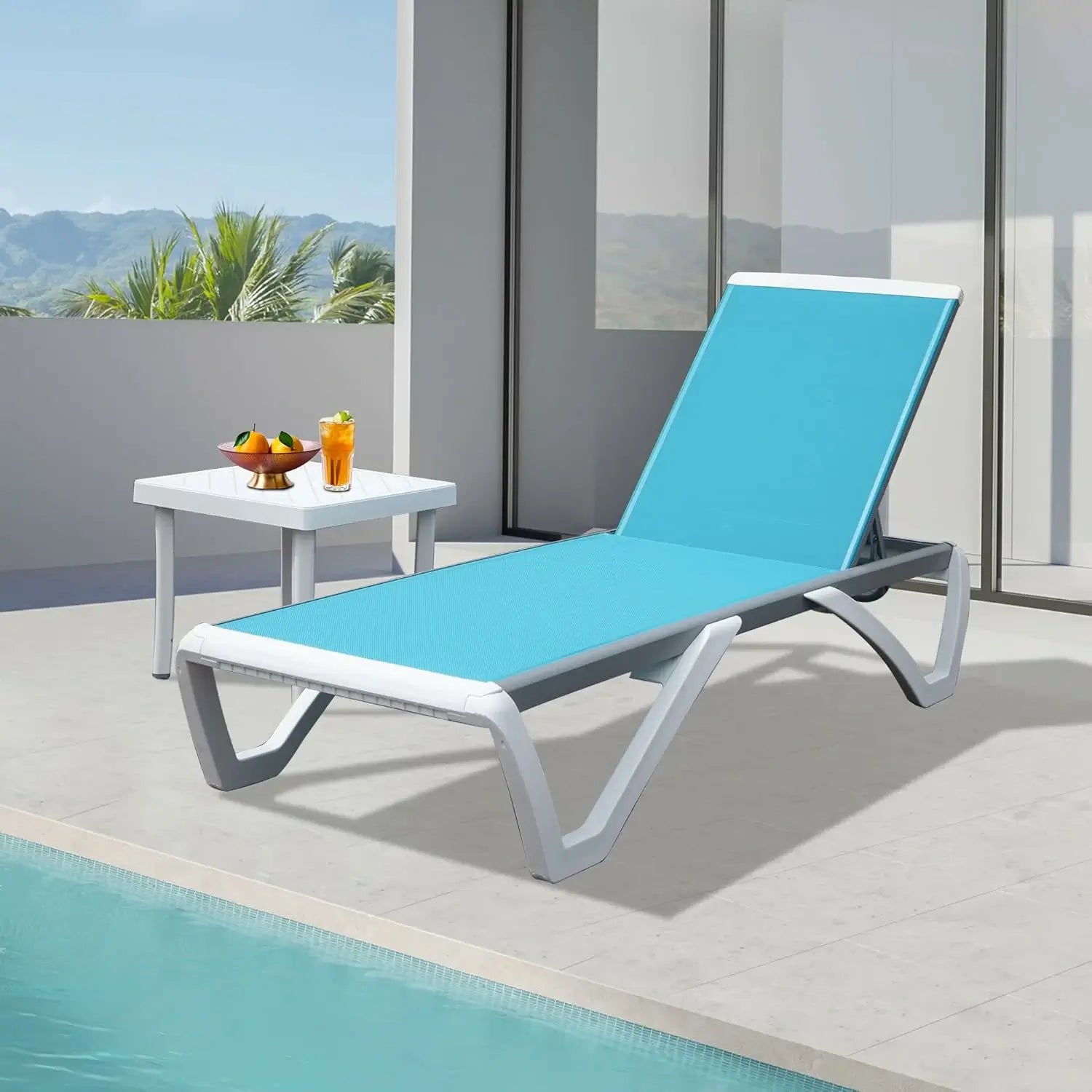 Domi Armless Outdoor Chaise Lounge#color_Turquoise Blue