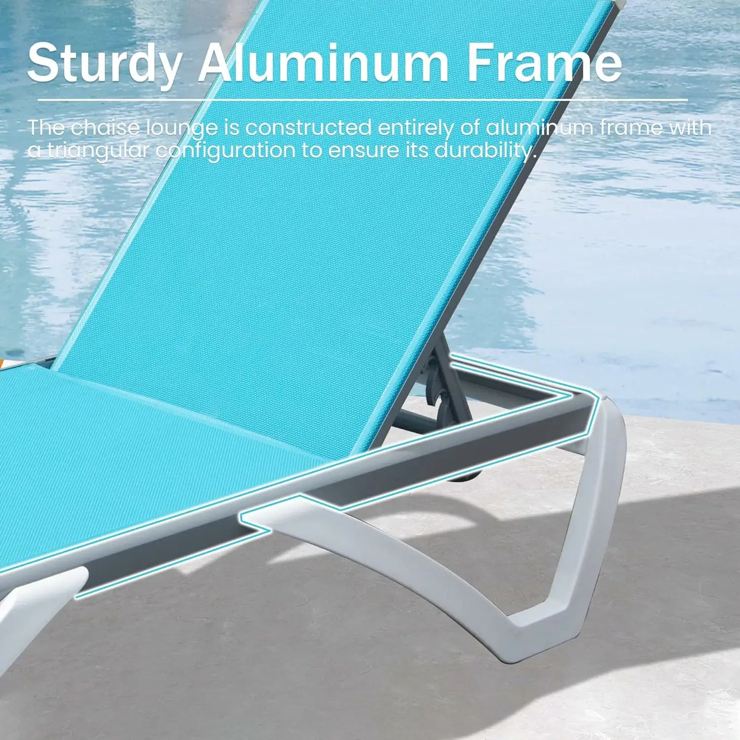 Domi Armless Outdoor Chaise Lounge#color_Turquoise Blue