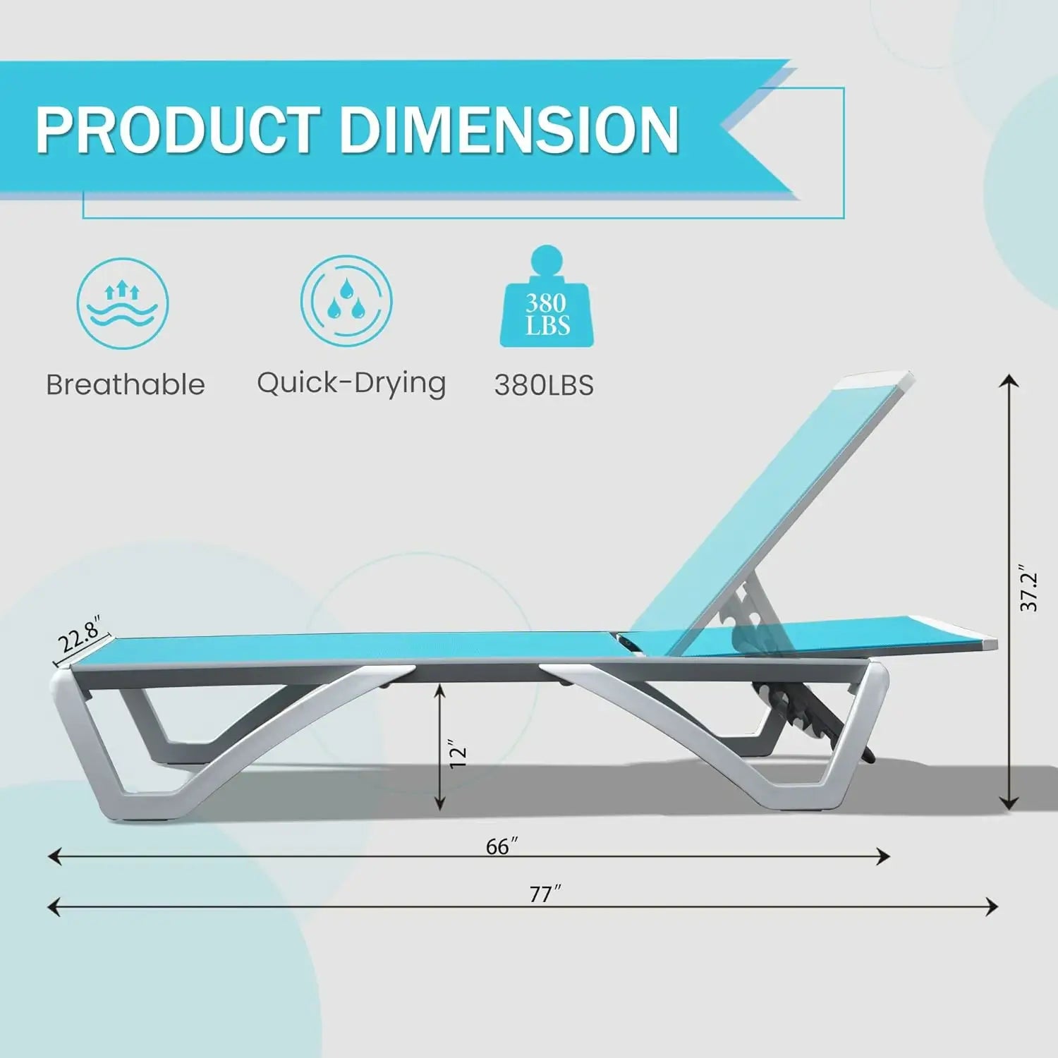 Domi Armless Outdoor Chaise Lounge#color_Turquoise Blue
