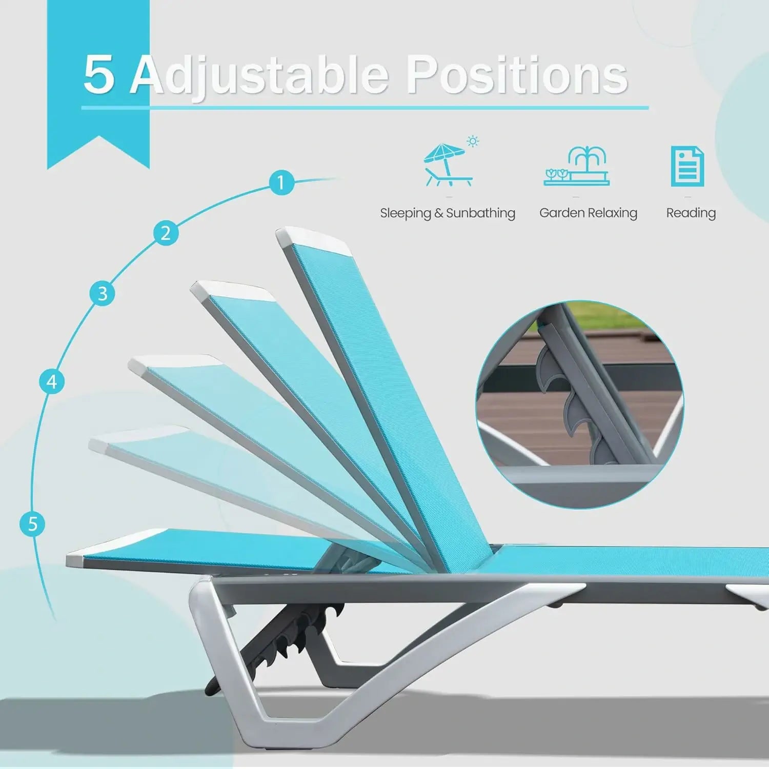 Domi Armless Outdoor Chaise Lounge#color_Turquoise Blue