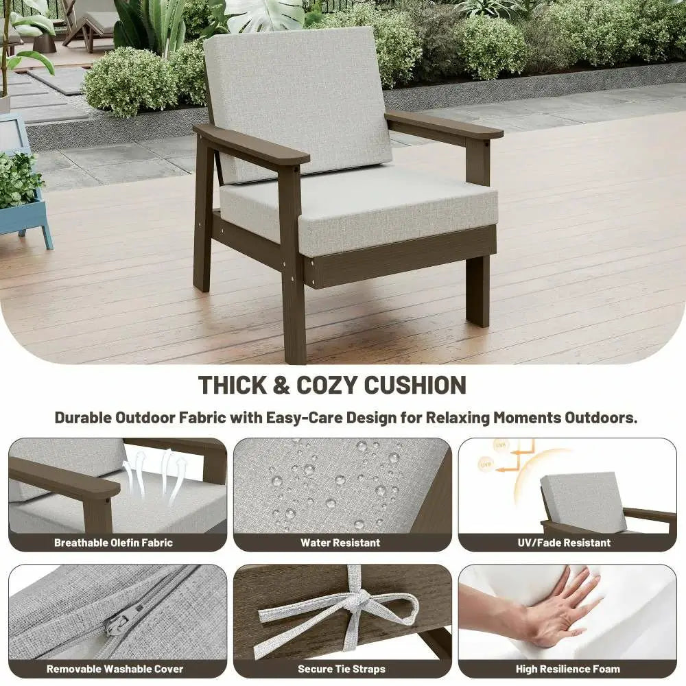 domi HDPE outdoor sofa set of 4#Frame_brown