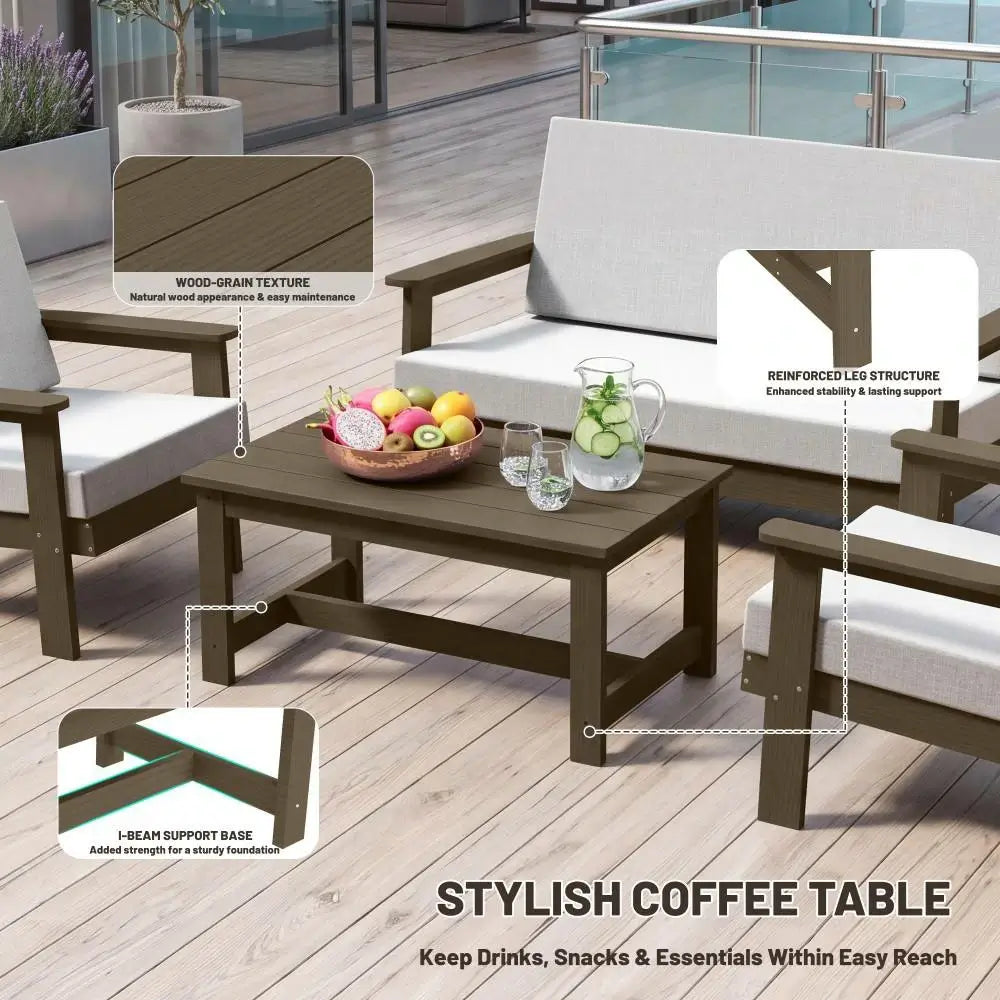 domi HDPE outdoor sofa set of 4#Frame_brown