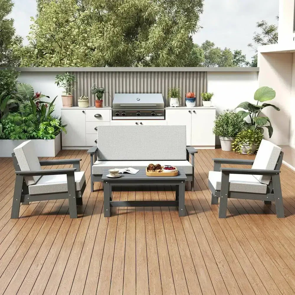 domi HDPE outdoor sofa set of 4#Frame_dark grey