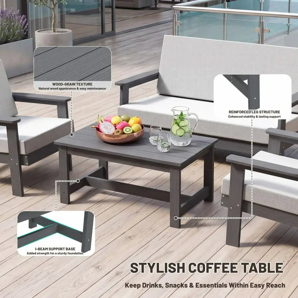 domi HDPE outdoor sofa set of 4#Frame_dark grey