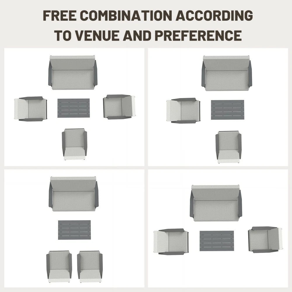 domi HDPE outdoor sofa set of 4#Frame_dark grey