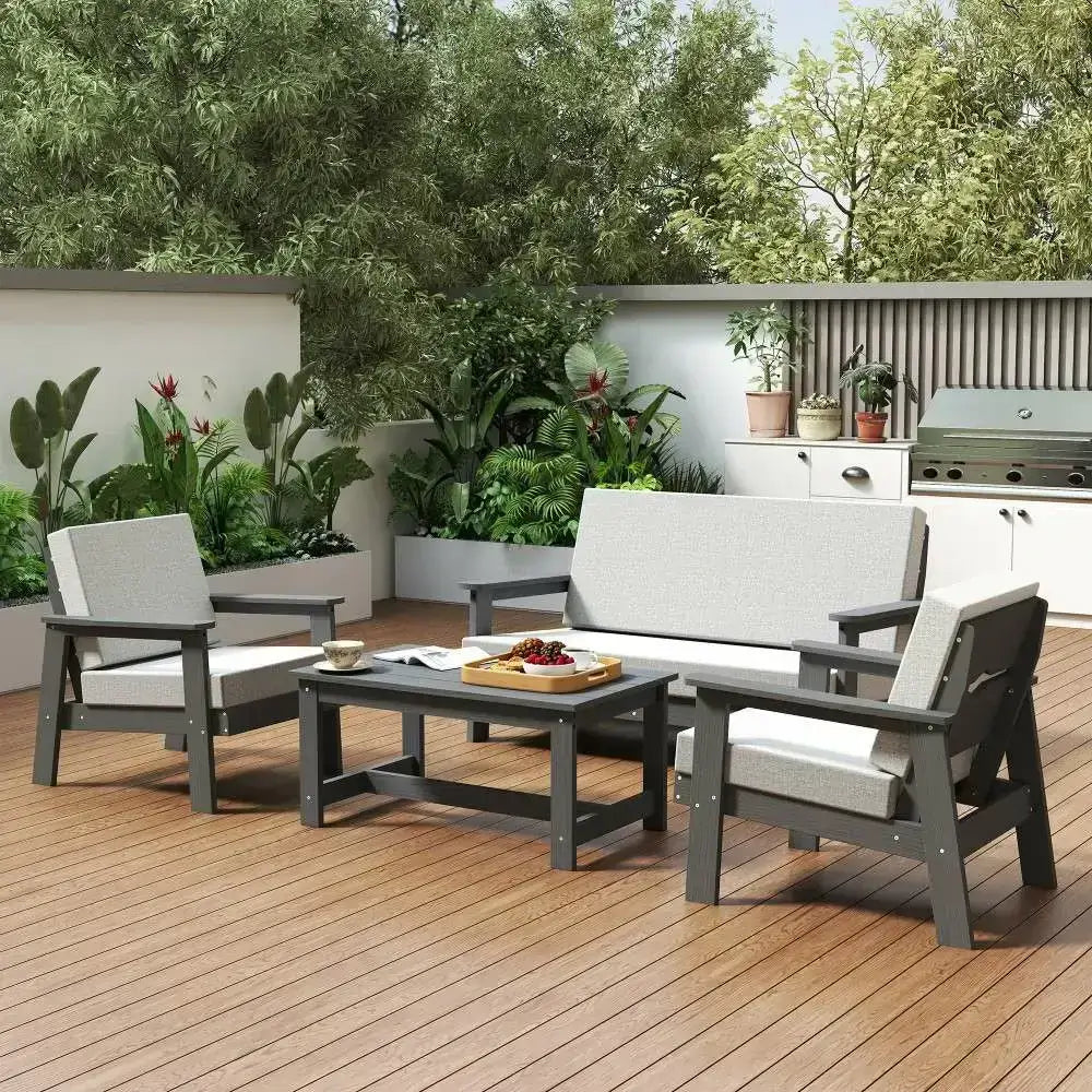 domi HDPE outdoor sofa set of 4#Frame_dark grey