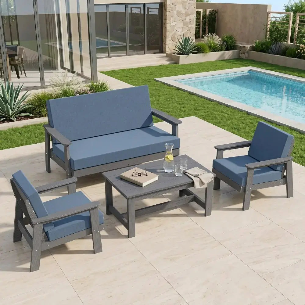 domi HDPE outdoor sofa set of 4#Color_blue