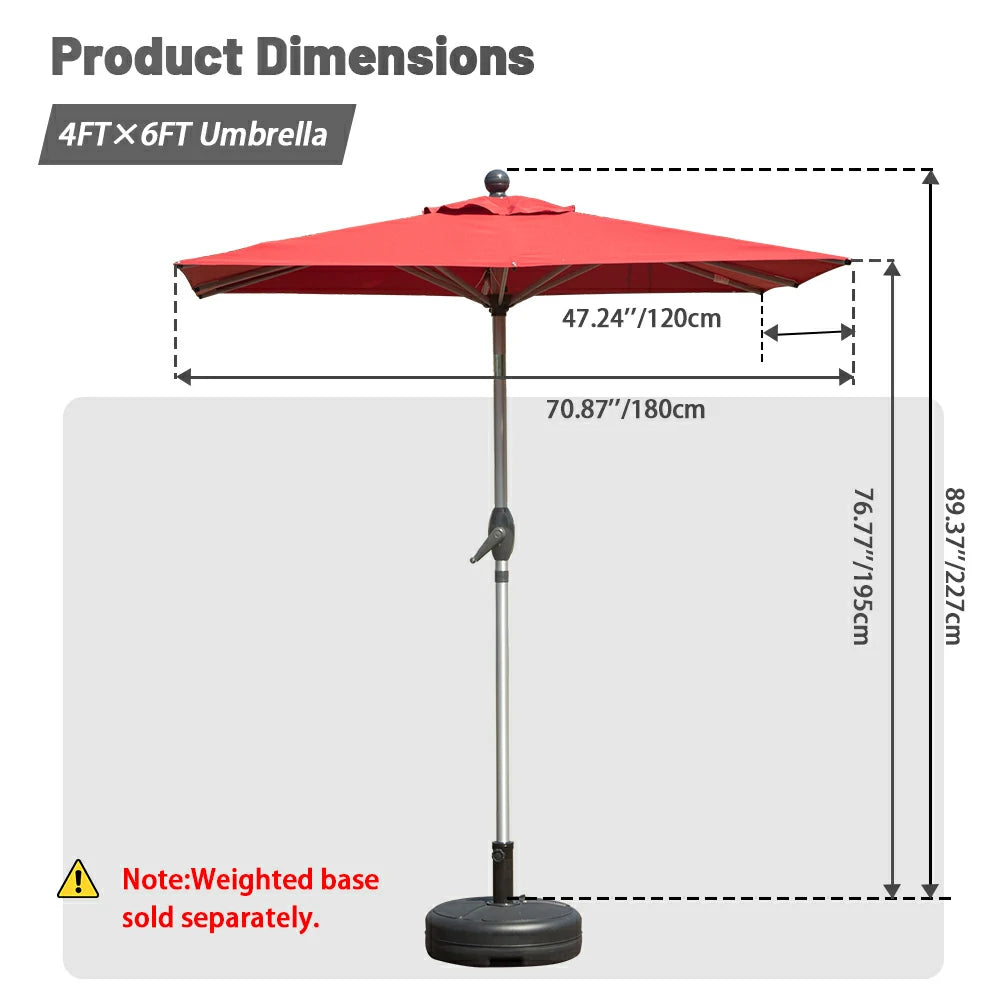 domi market umbrella rectangle #color_brick red
