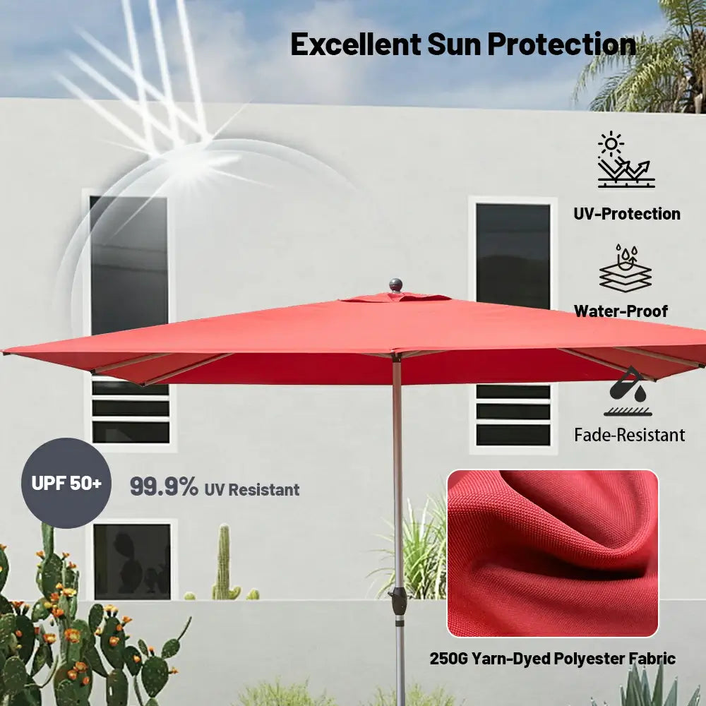 domi market umbrella rectangle #color_brick red
