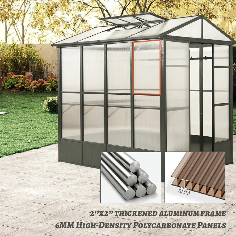 Domi Outdor Living Polycarbonate Greenhouse#size_6.5x8FT