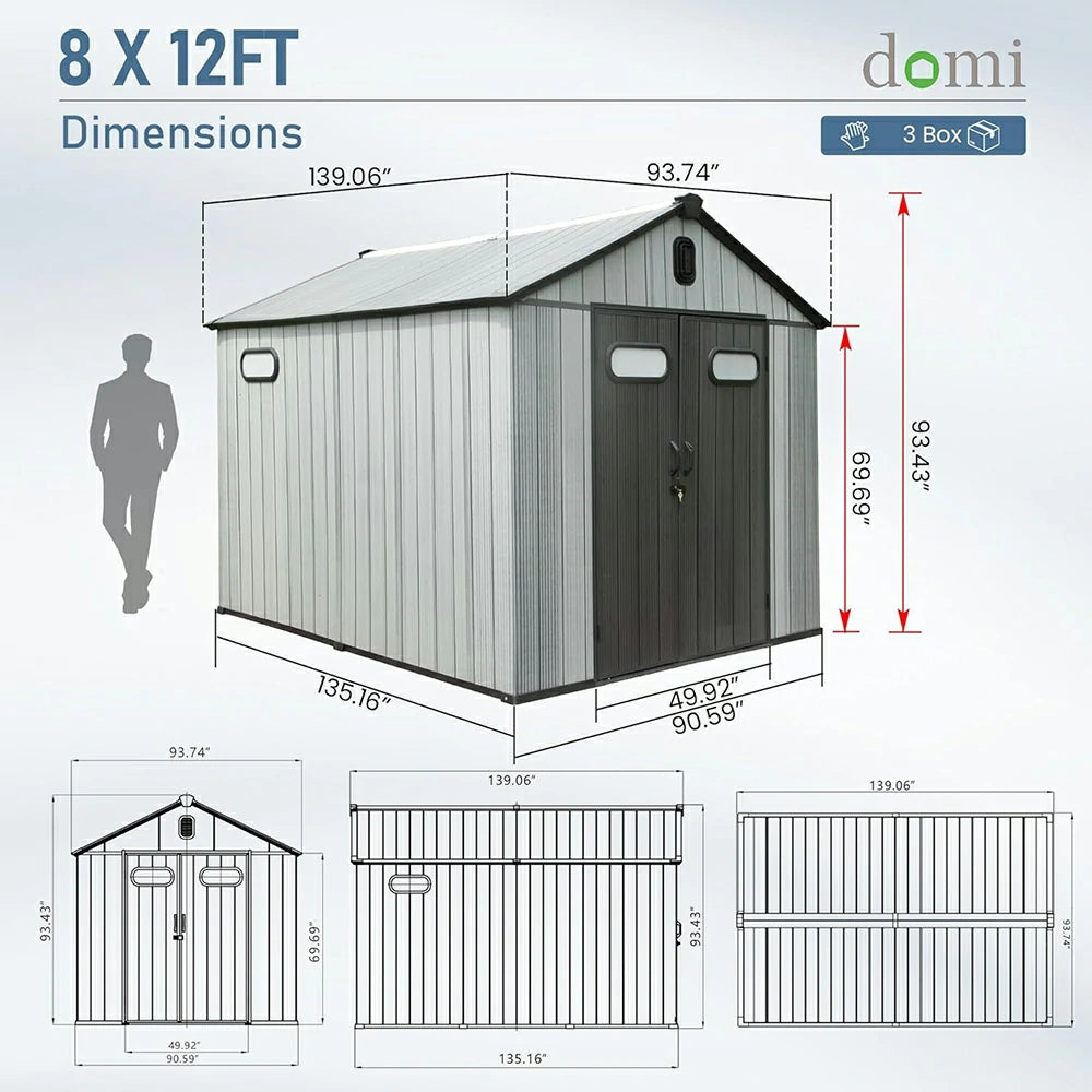 Domi Outdoor Living resin storage shed#size_8x12 FT