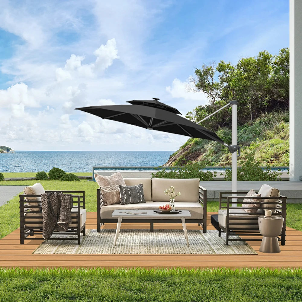 domi cantilever patio umbrella #color_Black