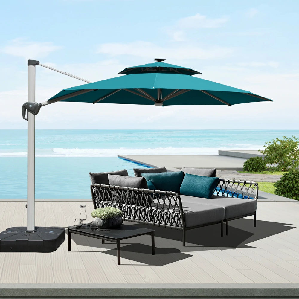 domi cantilever patio umbrella #color_Turquoise Blue
